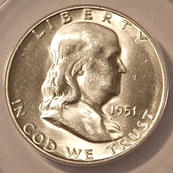 1951 S Franklin Half Dollar MS65 ANACS - Picture 3 of 4